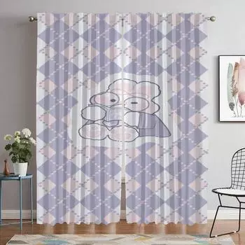 Checkerboard Blackout Curtain for Room 2 Panel Anti-mosquito Curtains Home Interior Curtains Halloween Decoration Shades Living W50xH70cmx2pcs-CL