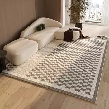 Шахматный кристальный бархатный ковер Простой большой коврик для спальни, гостиной, скандинавский домашний ковер для балкона, гардеробной 1600mm x 2300mm