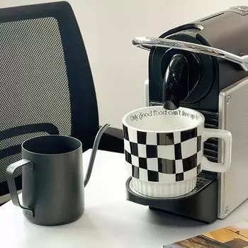 Checkerboard Mug Ceramic Stacked Cup Office Water Cup Couple Cup Coffee Cup Tea Cup Latte Cup Couple Water 301-400ml