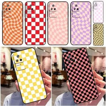 Checkerboard Pattern Mustard Yellow For POCO X4 GT F4 M4 X3 Pro F3 M5 Case For Xiaomi 12T Pro 11T 13 12S 12X 11 12 Lite Cover POCO X4 GT