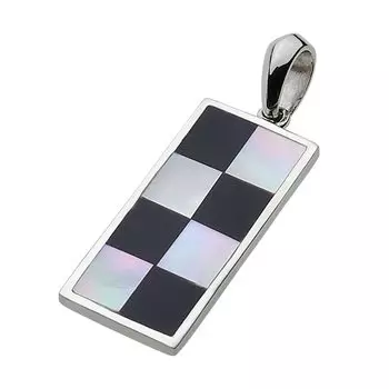 Checkered Flag Plate Pendant Shell Onyx fp0259 [Figmart] [Silver Accessory]