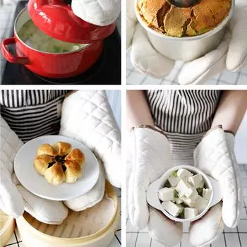 Checkered Pattern Baking Insulation Gloves Oven Microwave Oven Gloves Heat Resistant and Heat-resistant Oven Gloves