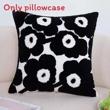 Checkered Zebra Flower Line Tiger Pattern Plush Cushion For Bedroom Lounge And Black Flower