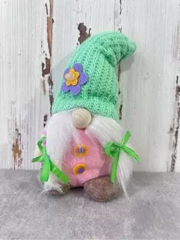 Cheerful Gnome Spring Plush Doll With Vibrant Knitted Cap For Lively Ornamentation Home Spring Gnome Blue Hat