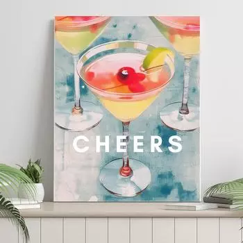 Cheers Cocktail Pictures Y2K Prep Student Wall Art Квартира Принт Плакат Ретро Бар Корзина Мода Общежитие Холст Картина Фреска 21x30cm No Framed