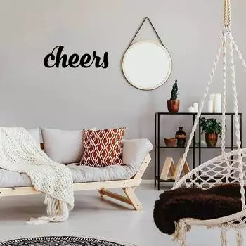 Cheers Mtal Bar Mur Signe Dcoratif Accent Dcor Mur Dcor Cuisine Mot Signe,Украшение стен, Наклейка на стену, Силуэт Iron Art чёрный