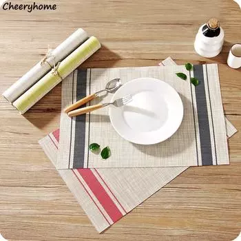 Cheeryhome Placemat PVC Dining table mat 4 Pcs/lot Disc Pads Bowl Pad Coasters Waterproof Table Cloth Anti-slip Tableware Mat красный