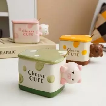 Cheese Straw, Mark Cup, High Aesthetic Cartoon Hand Drawn Artistic Ceramic Water Cup Christmas Gifts Friends Drinkware 380ml