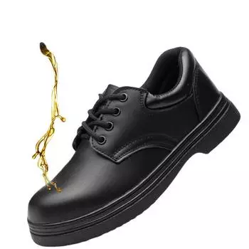 Chef Shoes Men s Non-slip Waterproof and Oil-proof Kitchen Pure Leather Wear-resistant Breathable Kitchen Shoes Anti-smash 37 чёрный