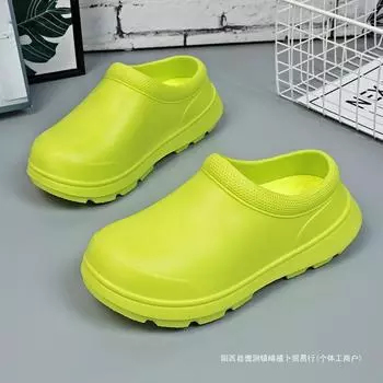 Chef shoes men s spring non-slip, waterproof and oil-proof kitchen men s shoes black platform men s lazy one-pedal work shoes 36