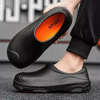 Chef Shoes Men Spring Waterproof Anti Slip Kitchen Black Labor Protection Work 45 серый