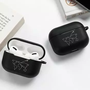 Чехлы для Airpods 2 Черный силиконовый чехол для наушников с росписью для Airpods Pro Чехол Bluetooth для беспроводных наушников Чехлы для Apple Air Pods Pro Cover for Airpods чёрный