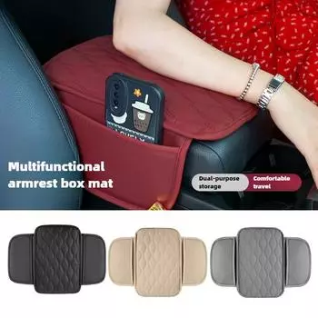 Чехлы для автомобильной консоли Чехол для центральной консоли Органайзер для хранения Чехол для подлокотника из искусственной кожи Ящик для хранения для подлокотника Органайзер для центральной консоли красный