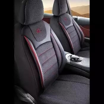 Чехлы для автомобильных сидений серии Panda Prestige, полный комплект (черный Красный)