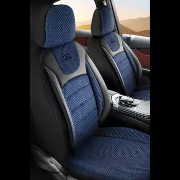Чехлы для автомобильных сидений серии Panda Prestige, полный комплект (голубовато-черный)