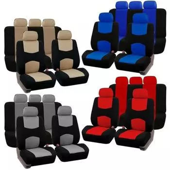 Чехлы для автомобильных сидений, универсальные, подходят для автомобильных сидений, комплект из 9 защитных чехлов, совместимых с подушками безопасности, черного и красного цветов, автомобильные аксессуары красный