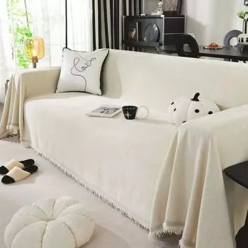 Чехлы для дивана из шенилла с рваными краями и кисточками, предотвращающими появление царапин у кошек, чехол для дивана в форме буквы L, чехол для спальни, гостиной, большой чехол для дивана L зелёный