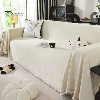 Чехлы для дивана из шенилла с рваными краями и кисточками, предотвращающими появление царапин у кошек, чехол для дивана в форме буквы L, чехол для спальни, гостиной, большой чехол для дивана L зелёный