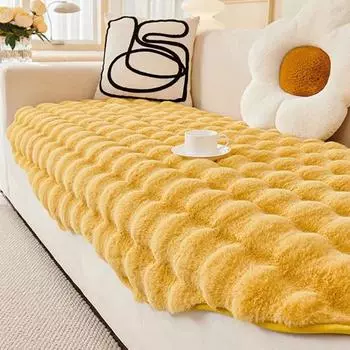 Чехлы для дивана с плюшем в виде кролика для гостиной, утолщенный мягкий плюшевый коврик для дивана, теплый зимний нестандартный диван, полотенце, подушка для дивана, домашняя подушка A 90x90