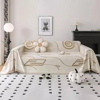 Чехлы для диванных подушек из синели, цельный тканевый чехол для дивана, полотенце, новинка 2024 года, универсальный чехол для подушки на четыре сезона, одеяло 180*130cm серый