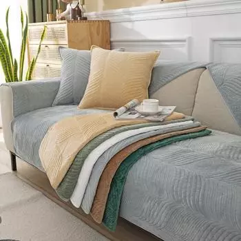 Чехлы для диванов из бархата, плюшевые чехлы, полотенце для дивана, универсальный нескользящий чехол для дивана для гостиной, декоративный W70 x L70cm 1pcs зелёный