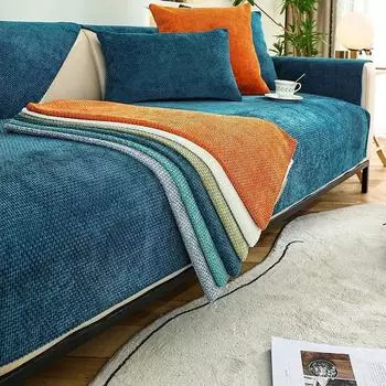 Чехлы для диванов из хлопкового льна, универсальные плетеные толстые флоковые нескользящие чехлы для диванных подушек, чехлы для мебели от пыли, Four Seasons 70x70cm 1pcs