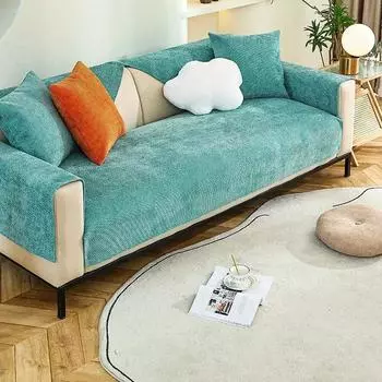 Чехлы для диванов из хлопкового льна, универсальные плетеные толстые флоковые нескользящие чехлы для диванных подушек, чехлы для мебели от пыли, Four Seasons 70x70cm 1pcs