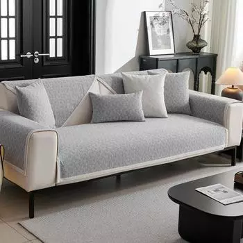 - Чехлы для диванов из шенилла в скандинавском стиле, нескользящие чехлы для диванов, чехлы для стульев с жаккардовыми листьями для гостиной, 4-местные 70x70cm 1pc