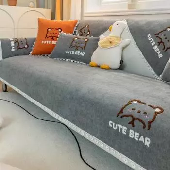 Чехлы для диванов из синели, чехлы для диванов с мультяшной вышивкой, Нескользящие чехлы для гостиной, домашнего декора, универсальные чехлы для диванов, кружевные чехлы для диванов 70x70cm 1pcs