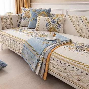 Чехлы для диванов из синели в богемном стиле, современные четырехсезонные универсальные нескользящие диванные подушки, комбинированные чехлы для гостиной, домашний декор 70x70