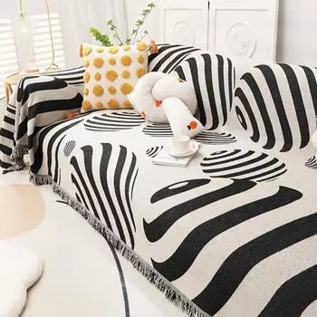 Чехлы для диванов из синели в полоску с зеброй, тканевое одеяло для дивана, полностью универсальное покрывало для дивана, пыленепроницаемое одеяло для диванной подушки 180x130