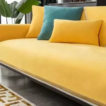 Чехлы для диванов из синели, золотого цвета с широкими краями, нескользящие, роскошные, для четырех сезонов, универсальный диван для гостиной, подлокотник, задний чехол для полотенец, чехол для дивана Cove 70x70cm 1pcs