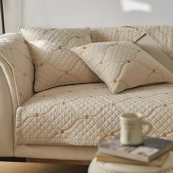 Чехлы для диванов из стеганого хлопка для 3-местных диванов, нескользящие чехлы для диванов в форме буквы L, мягкие чехлы для кресел и мебели 70x70cm 1pc