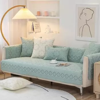 Чехлы для диванов из стираного хлопка для гостиной, защитный чехол для домашнего декора, Г-образное сиденье, обнимающее подушку, полотенце, однотонный мягкий чехол для дивана 70x70