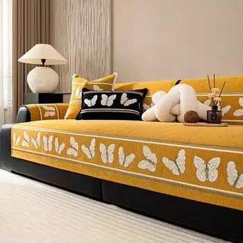 Чехлы для диванов из жаккарда с бабочками, китайский коврик для дивана из синели, универсальный нескользящий коврик для дивана Four Seasons, однотонная подушка для дивана 70x70cm 1pcs