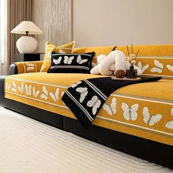 Чехлы для диванов из жаккарда с бабочками, китайский коврик для дивана из синели, универсальный нескользящий коврик для дивана Four Seasons, однотонная подушка для дивана 70x70