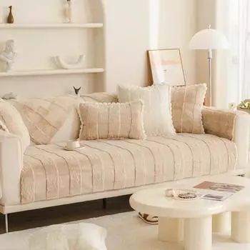 Чехлы для диванов из жаккардового бархата, нескользящие коврики для диванов, утолщенные, теплые, моющиеся, однотонные, мягкие, для диванов, полотенец, чехлы для гостиной 70x70cm 1pc