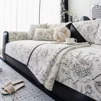 Чехлы для диванов Plum Blossom, противоскользящие чехлы для диванов и мебели в гостиную, универсальные чехлы для диванов Chenille Peony 70X70