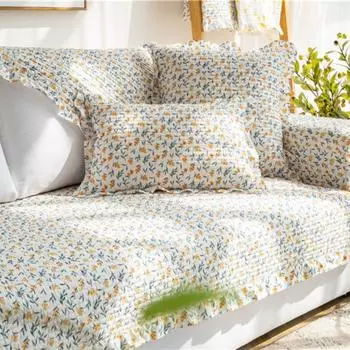 Чехлы для диванов с цветочным рисунком из хлопка для Г-образной формы, чехлы для диванов, полотенец, чехлы для диванов для гостиной, нескользящие, мягкие, дышащие 50 x 50cm 1pcs