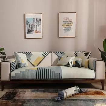 Чехлы для диванов с геометрической сеткой, Чехлы для угловых диванов L-образной формы для гостиной, нескользящие чехлы для диванов, полотенца для диванов, 1/2/3/4-местные 70x70