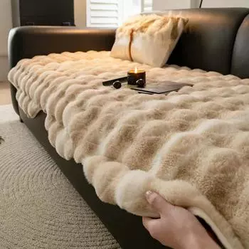 Чехлы для диванов с плюшем в виде кролика для гостиной, зимние теплые плюшевые подушки для дивана, коврики для дивана, противоскользящие чехлы для диванов, домашний декор A 90x90