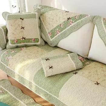 Чехлы для диванов с зеленым цветочным рисунком, диван, пасторальный стираный хлопок, клетчатая ткань, угловая подушка для полотенец, подушка для сиденья, чехол на кресло с откидной спинкой 70X70cm 1piece