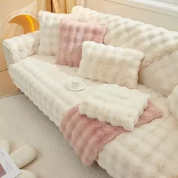 Чехлы для диванов Thicken, полотенца для дивана из плюша Rabbit, универсальный коврик для дивана Soild Color для гостиной, нескользящий чехол для дивана, домашний декор 70X70CM света кофе