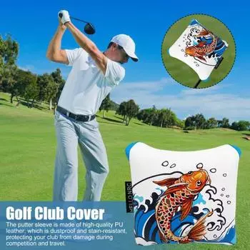 Чехлы для головок клюшек для гольфа с рисунком карпа, чехол для паттера для гольфа с магнитной застежкой, защитный чехол для клюшек для гольфа, подарок для любителей гольфа чёрный