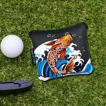Чехлы для головок клюшек для гольфа с рисунком карпа, чехол для паттера для гольфа с магнитной застежкой, защитный чехол для клюшек для гольфа, подарок для любителей гольфа чёрный