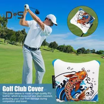 Чехлы для головок клюшек для гольфа с рисунком карпа, чехол для паттера для гольфа с магнитной застежкой, защитный чехол для клюшек для гольфа, подарок для любителей гольфа чёрный