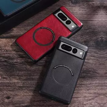 Чехлы для Google Pixel 7 Pro для Magsafe, магнитный кожаный чехол для телефона для Google Pixel 6 Pro, чехол Magsafing с беспроводной зарядкой для Pixel 7 6 Pro, чехол For Pixel 7 Pro чёрный