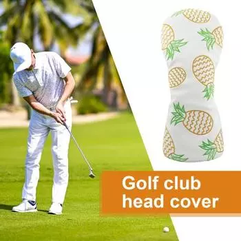 Чехлы для клюшек для гольфа из искусственной кожи с принтом ананаса, защитные чехлы для головок клюшек для гольфа, устойчивые к пятнам, в подарок гольфисту U белый