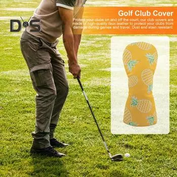 Чехлы для клюшек для гольфа из искусственной кожи с принтом ананаса, защитные чехлы для головок клюшек для гольфа, устойчивые к пятнам, в подарок гольфисту U белый