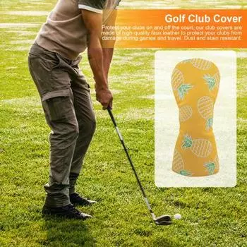 Чехлы для клюшек для гольфа из искусственной кожи с принтом ананаса, защитные чехлы для головок клюшек для гольфа, устойчивые к пятнам, в подарок гольфисту U белый
